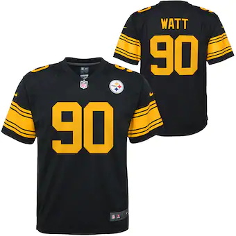 youth nike tj watt black pittsburgh steelers color rush pla